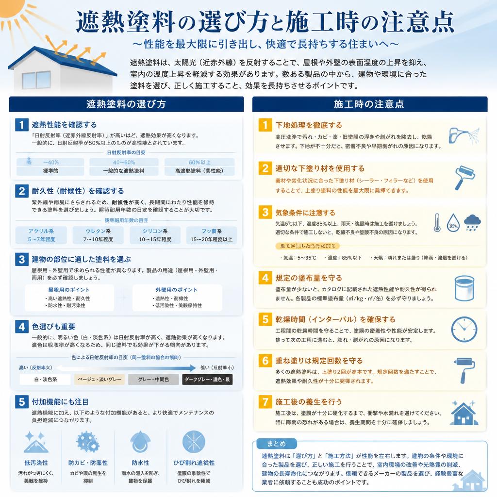 4. 遮熱塗料の選び方と注意点