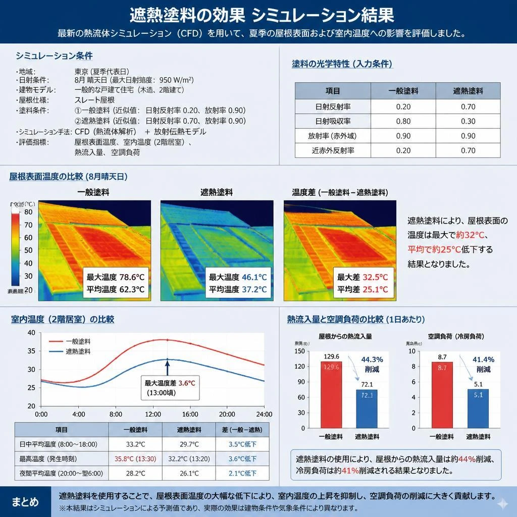 シミュレーションで見る遮熱塗料の効果